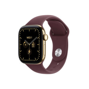 Apple Watch Series 12 Light Gold Aluminium Case with Burgundy Sport Band